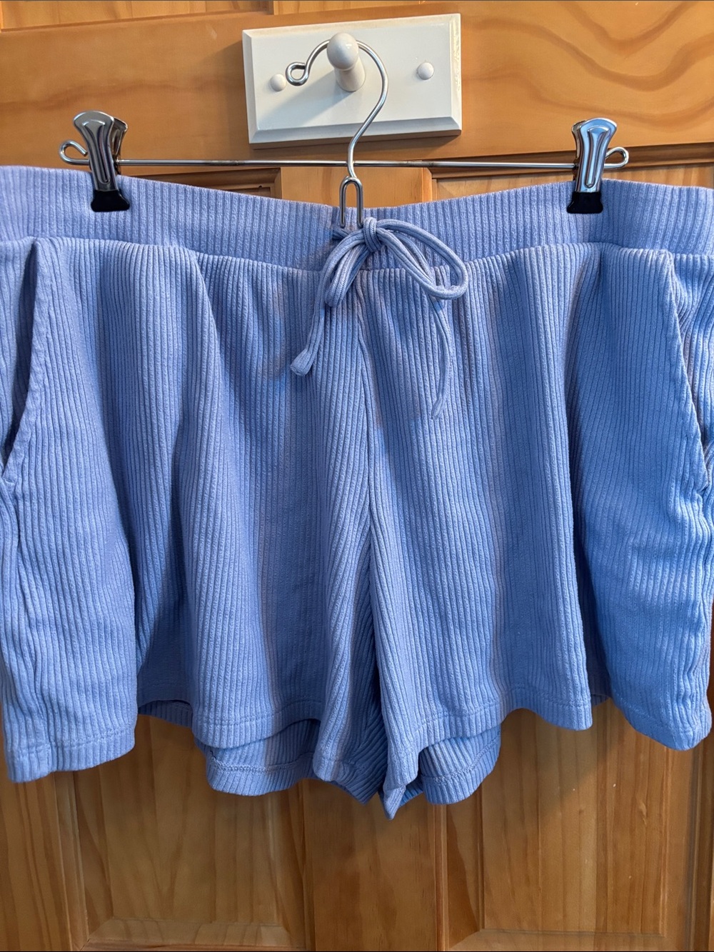 Lands' End Light Blue Ribbed Drawstring Athletic Shorts